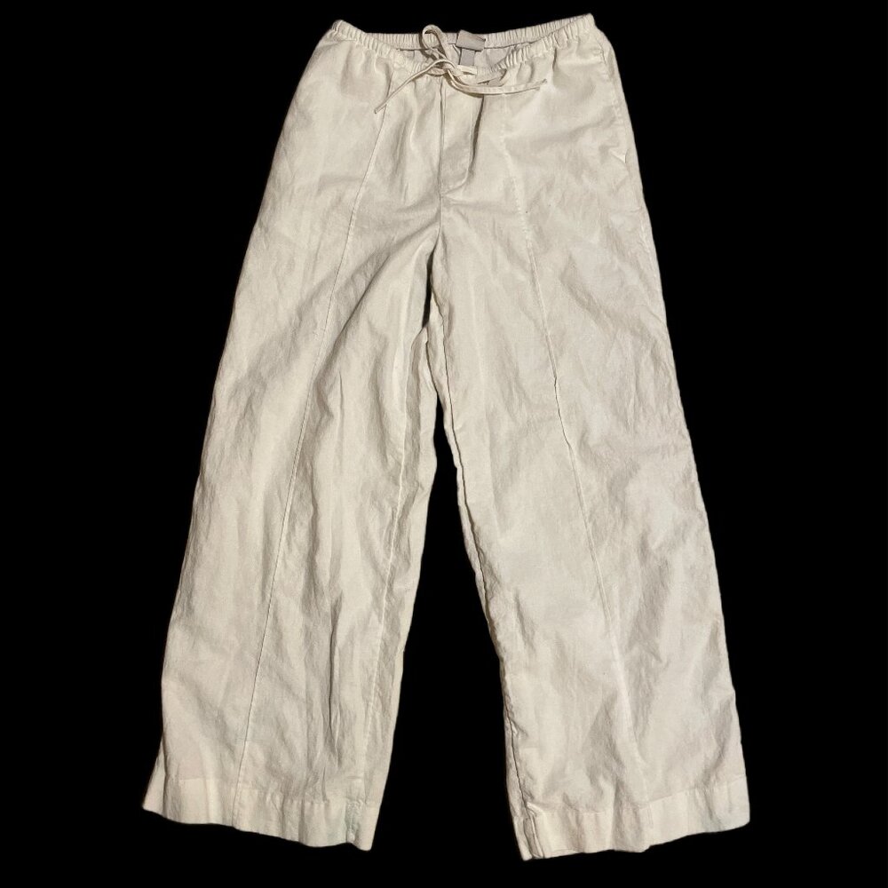 A NEW DAY || High-rise Wide Leg Linen Rayon Drawstring White Pants - Size S